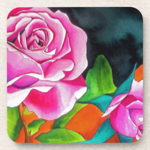 Porta-copo Rosa do rosa com arte alaranjada da aguarela