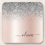 Porta-copo Rosa Dourado - Monograma brilhante cor-de-rosa<br><div class="desc">Rosa Dourado - Portas copos de papel com nome de monograma de metal com brilho pincelado e folha de papel fina laminada e folha de folhas de papel. Isso faz a formatura perfeita, aniversário, casamento, chá de panela, aniversário, chá de fraldas ou presente de festa de solteira para alguém que...</div>