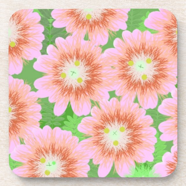 Porta-copo Rosa e Verde Floral (Frente)