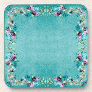 Porta-copo rosa floral vitoriano elegante