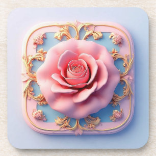 Porta-copo Rosa Rosa Com Intrincados Detalhes Ornamentais Dou