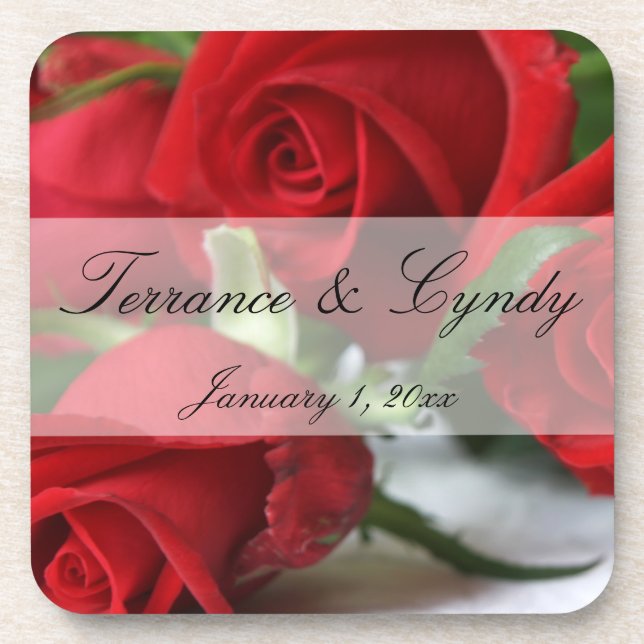 Porta-copo rosa vermelha Buquê Conjunto Pessoal de Portas cop (Frente)