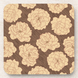 Porta-copo Rosas barrocas em marrom-noz - padrão sem costura.