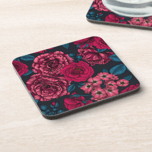 Porta-copo Rosas cor-de-rosa, vermelha e bi-colorida com folh