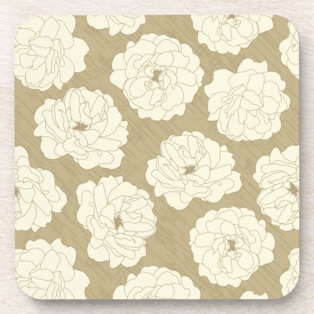 Porta-copo Rosas Cram no Ouro Beige - padrão perfeito. (Frente)