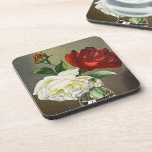 Porta-copo Rosas de Jardim Antigas em um Vaso de Vidro