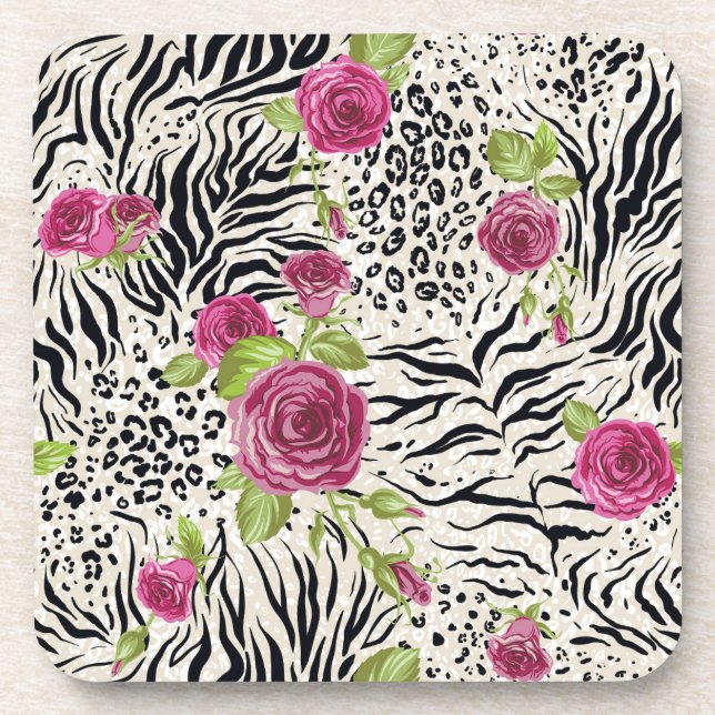 Porta-copo Rosas no teste padrão animal (Frente)