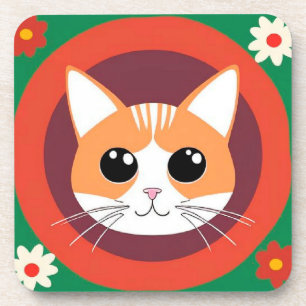 Porta-copo Rosto de Gato Fofo Ilustração Vibrante