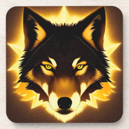 Porta-copo Rosto de Lobo Radiante com Luz Dourada