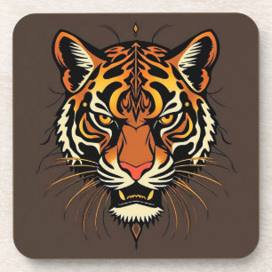 Porta-copo Rosto de Tigre com Padrões Tribais