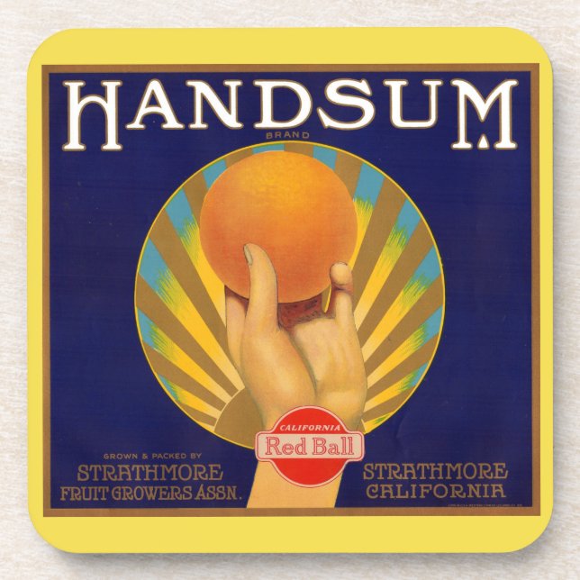 Porta-copo Rótulo da caixa laranja dos anos 30 Handsum (Frente)
