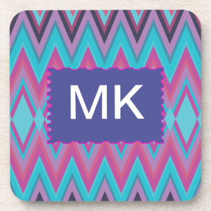 Porta-copo Roxo e Aqua tribais