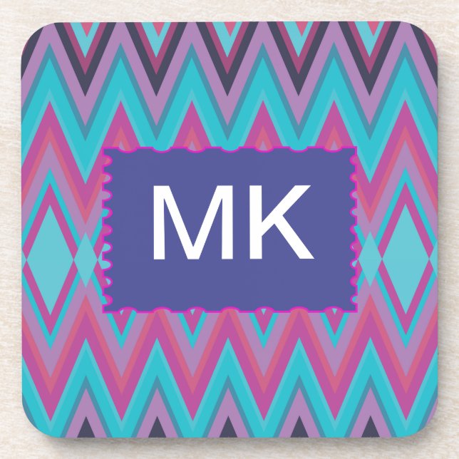 Porta-copo Roxo e Aqua Tribal (Frente)