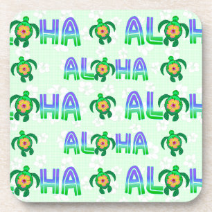 Porta-copo Roxo Verde Aloha Hawaiai Tartaruga Tropical