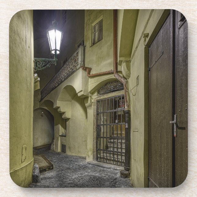 Porta-copo Rua da Cidade Velha à Noite Suporte de Plástico Rí (Frente)