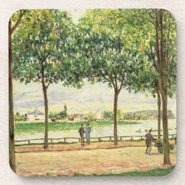 Porta-copo Rua de Alfred Sisley | de árvores de castanha (Frente)