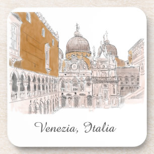 Porta-copo Rua de Veneza. Marcas Caneta Quadrada e Ilustração
