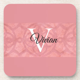 Porta-copo Ruddy Pink Batik Name Monogrammed