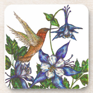 Porta-copo Rufous Hummingbird com Columbines