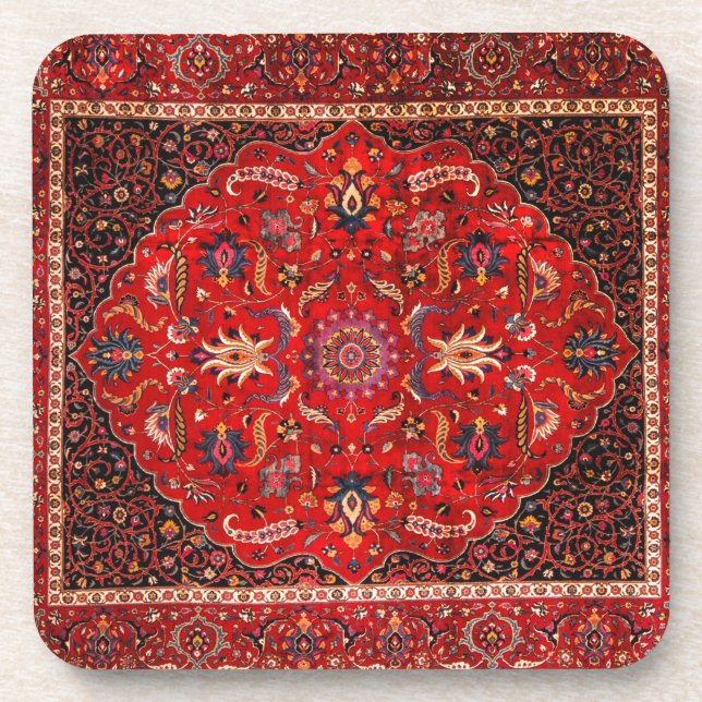 Porta-copo Rug Persa Vermelho de Mashhad (Frente)