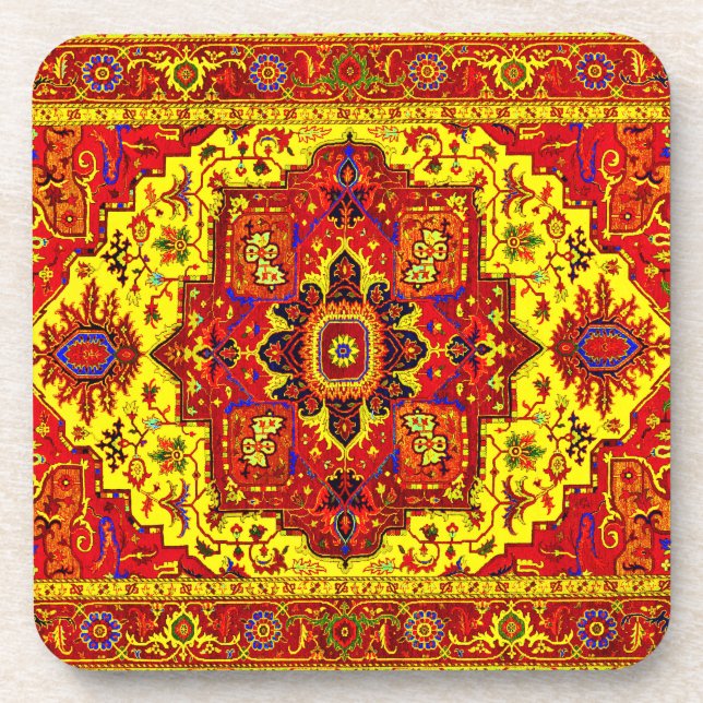 Porta-copo RUG PERSA - Vermelho e Amarelo (Frente)