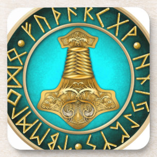 Porta-copo Runes - martelo dos Thors - cerceta