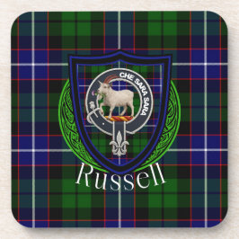 Porta-copo Russell Scottish Clan Tartan & Crest