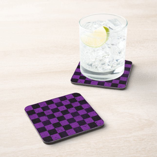 Porta-copo Rustic Checks, Purple and Black (Lado Direito)