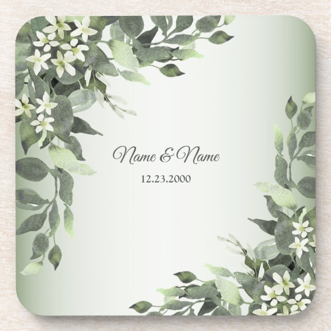 Porta-copo Rustic Floral Greenery Eucalyptus Leaves (Frente)
