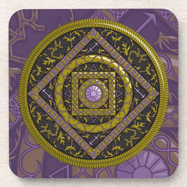 Porta-copo Sagittarius Mandala Square Coaster (Frente)