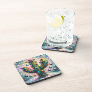 Porta-copo Saguaro Cactus Whimsical Snowflakes de Natal