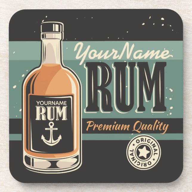 Porta-copo Sailor Personalizado Rum Liquor Bottle Sign (Frente)