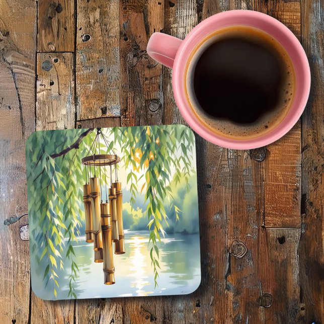 Porta-copo Salgueiro, Windchimes e lago (Criador carregado)