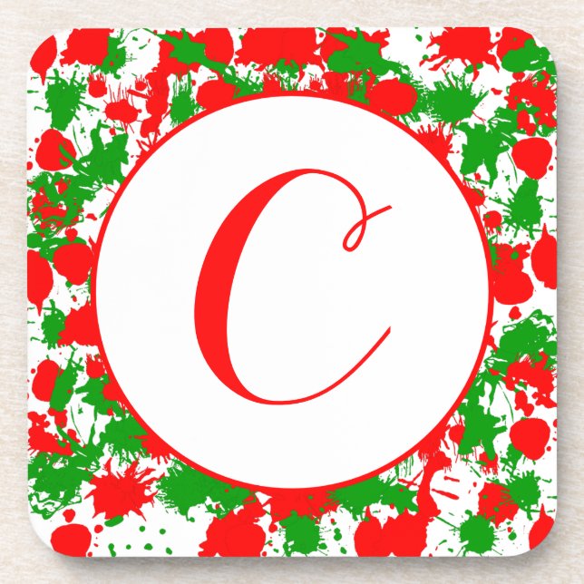 Porta-copo Salpicos de Tinta de Natal (Frente)