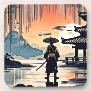 Porta-copo Samurai Sunset: Viagem Refletiva