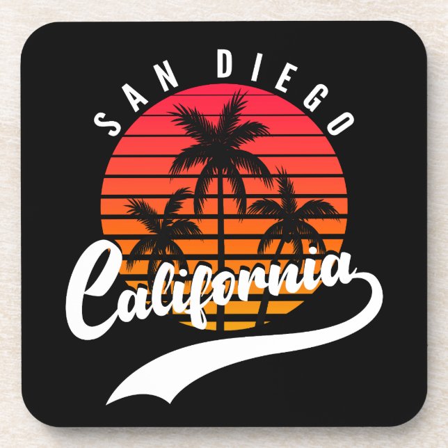 Porta-copo San Diego Retro Sunset Bebida Coaster (Frente)