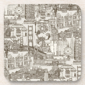 Porta-copo San Francisco toile chá marrom forte branco