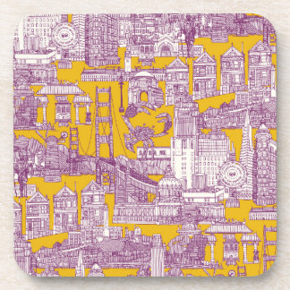 Porta-copo San Francisco toile roxo amarelo