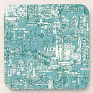 Porta-copo San Francisco toile viridian turquesa azul