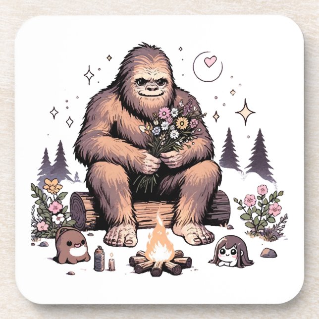 Porta-copo Sasquatch Segurando Flores (Frente)