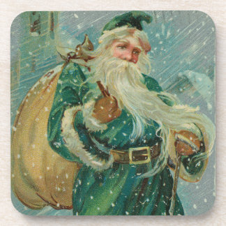 Porta-copo Saudações de Natal-Carta Postal Retro do Papai Noe