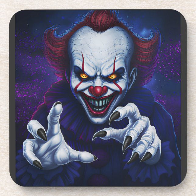 Porta-copo Scary Clown Hard Plastic Coaster (Frente)