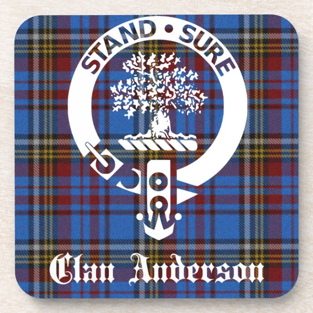 Porta-copo Scottish Clan Anderson Crest & Tartan (Frente)