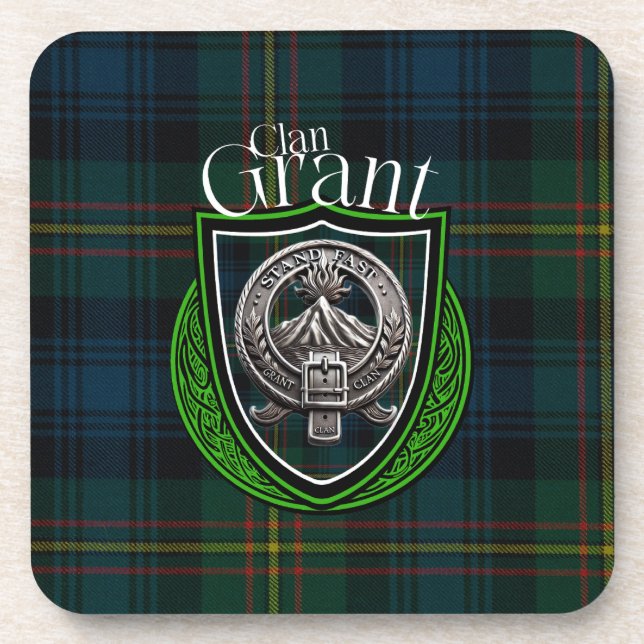Porta-copo Scottish Clan Grant Tartan e Crest (Frente)