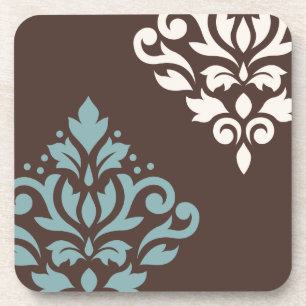Porta-copo Scroll Damask Art I Tea Cream Brown