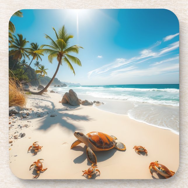 Porta-copo Sea  Crabs on Tropical Beach – Serene Ocea (Frente)