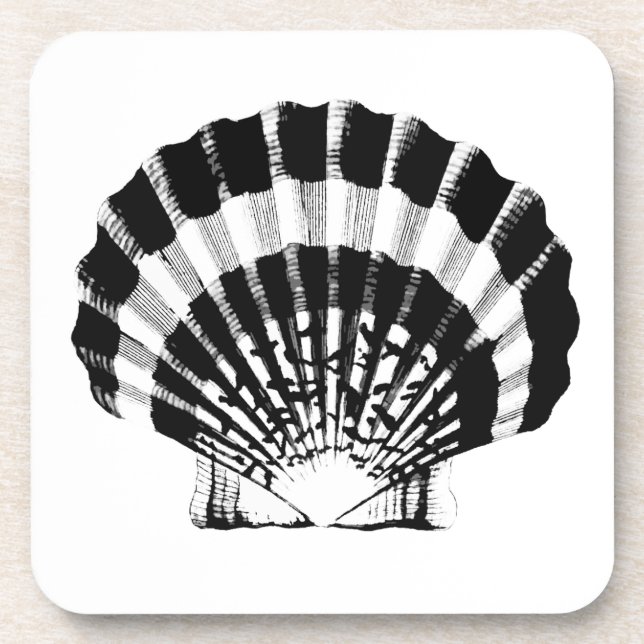 Porta-copo Seashell - preto e branco (Frente)