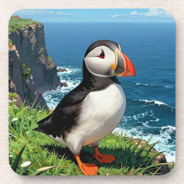 Porta-copo Seaside Puffin Illustration   (Frente)