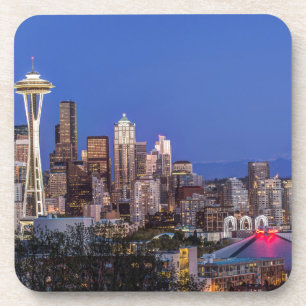 Porta-copo Seattle, centro e Mt. Rainier ao Crepúsculo