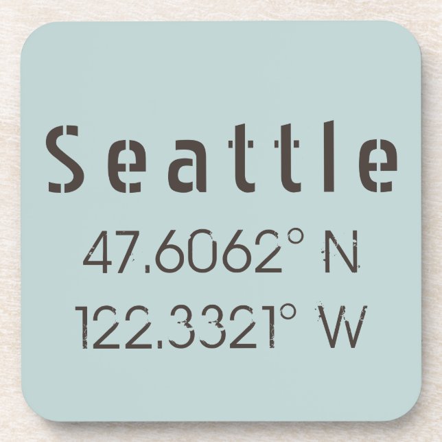 Porta-copo Seattle Latitude e Longitude (Frente)